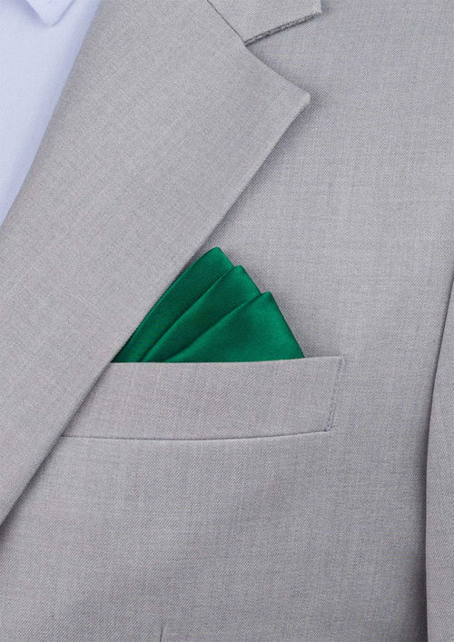 Silk Satin Emerald Green Pocket Square - SARTORO