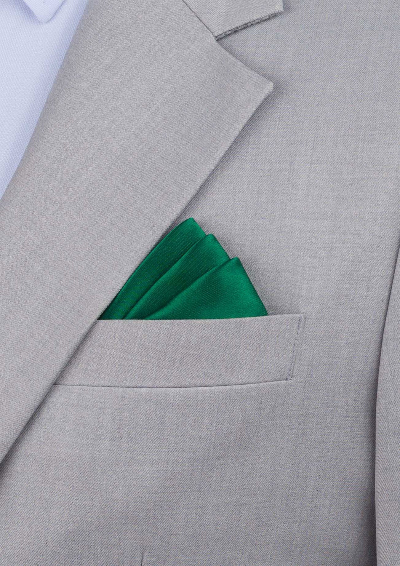 Silk Satin Emerald Green Pocket Square