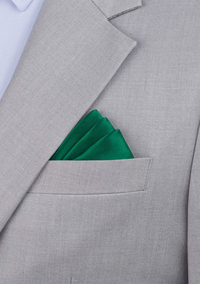 Silk Satin Emerald Green Pocket Square - SARTORO