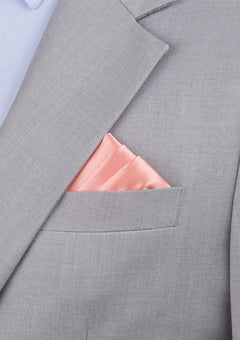 Silk Satin Pink Coral Pocket Square - SARTORO