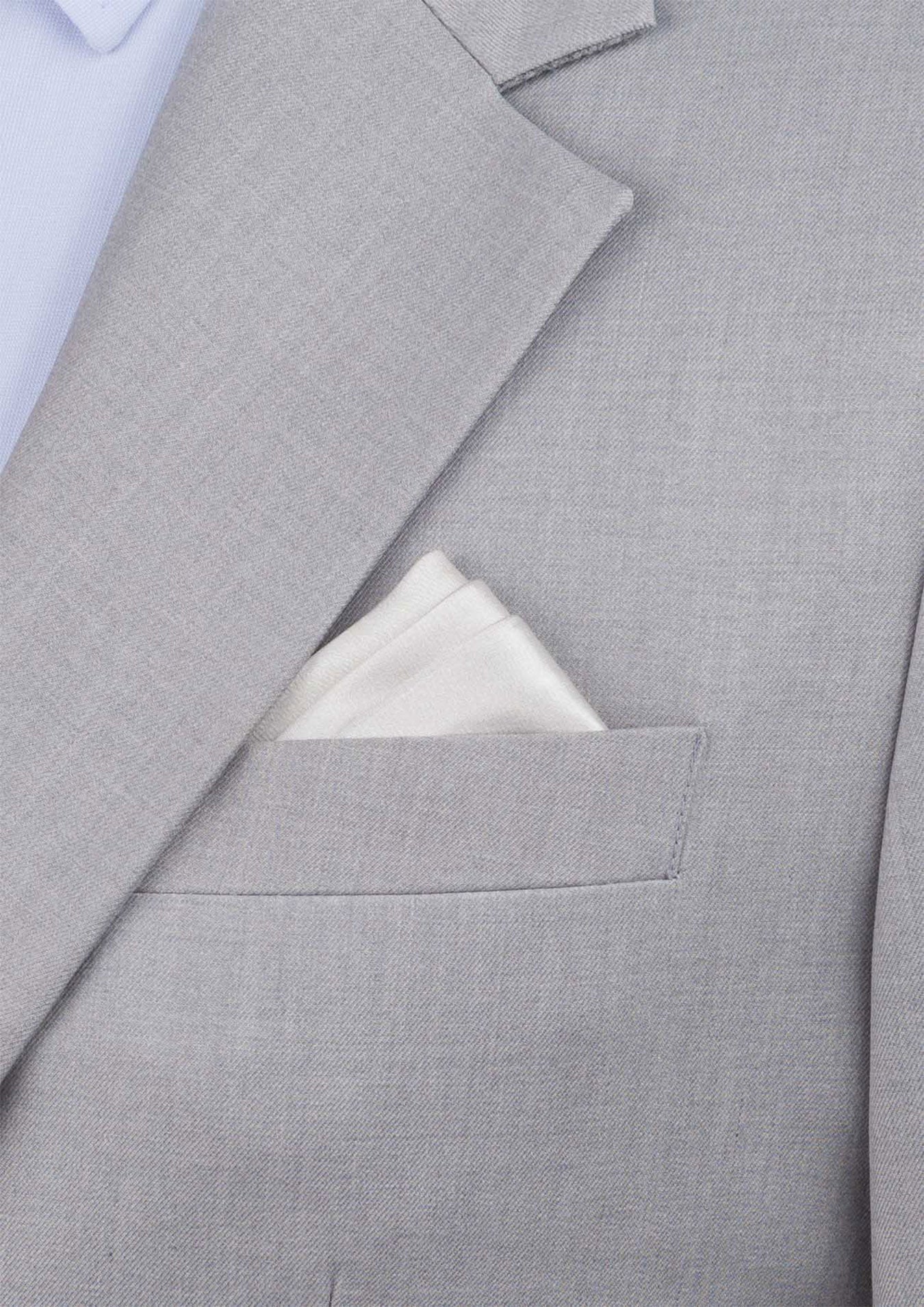 Silk Satin Silver Pearl Pocket Square