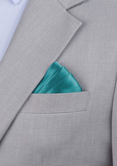 Silk Satin Turkish Blue Pocket Square - SARTORO