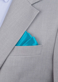 Silk Satin Turquoise Pocket Square - SARTORO