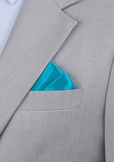 Silk Satin Turquoise Pocket Square - SARTORO