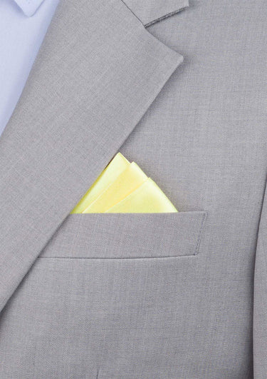 Silk Satin Yellow Pocket Square - SARTORO