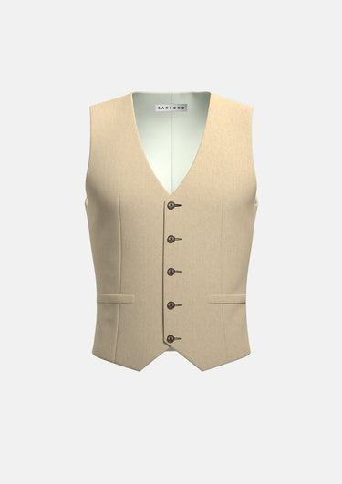 Simply Taupe Linen Vest - SARTORO