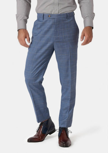 Sky Blue Windowpane Pants - SARTORO