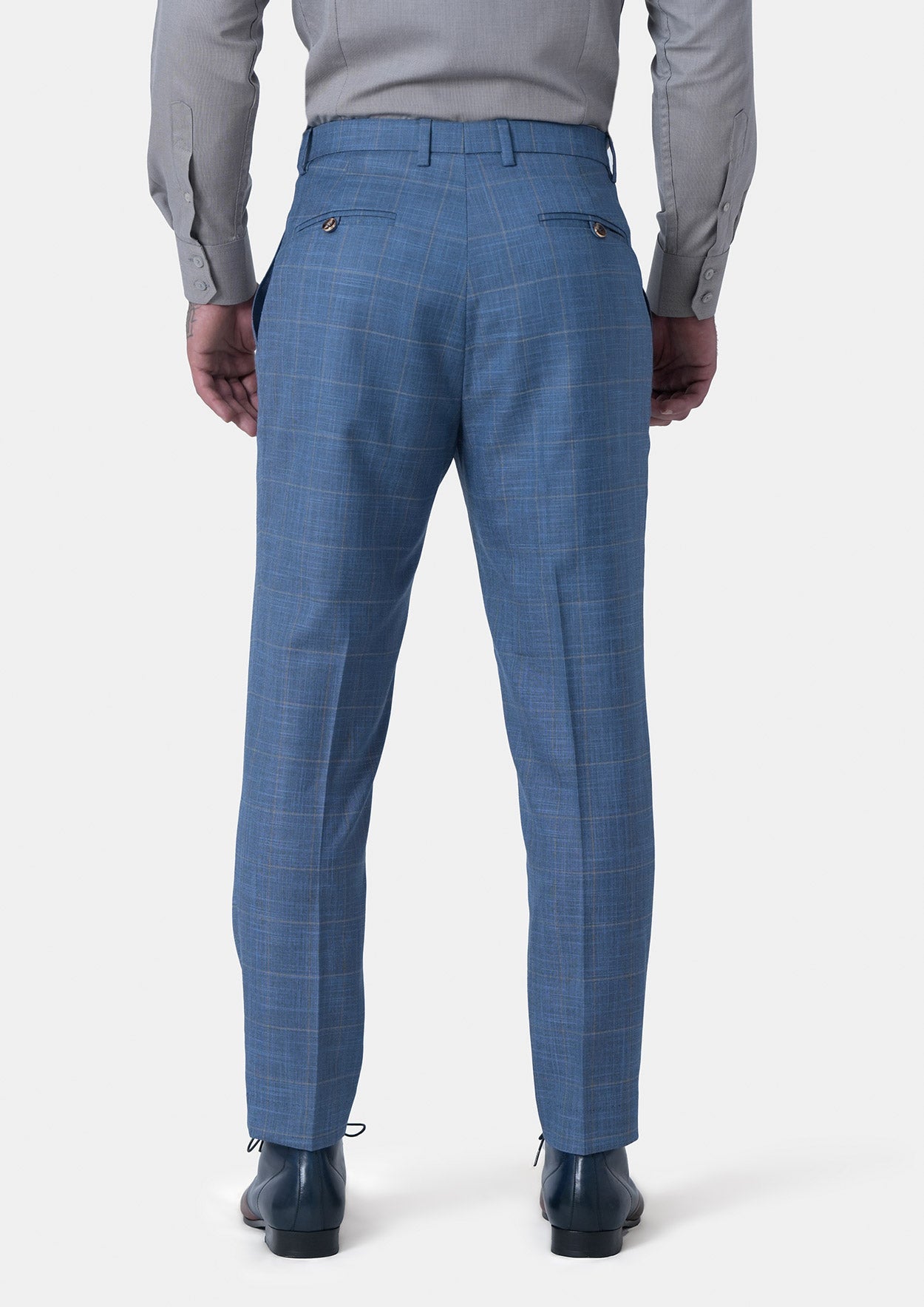 Sky Blue Windowpane Pants - SARTORO