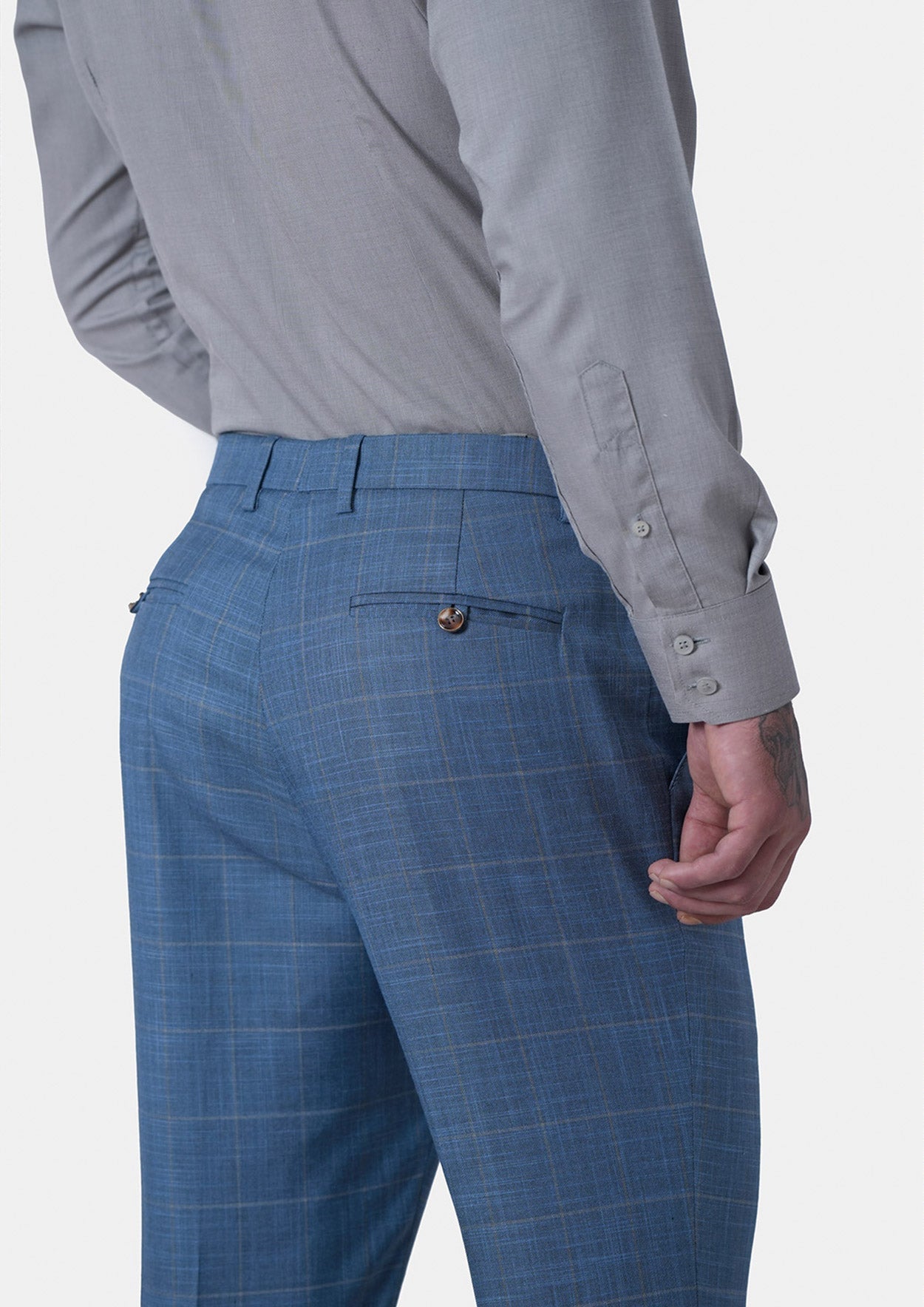 Sky Blue Windowpane Pants - SARTORO