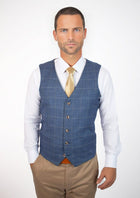 Sky Blue Windowpane Vest - SARTORO33