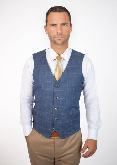 Sky Blue Windowpane Vest - SARTORO