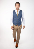 Sky Blue Windowpane Vest - SARTORO196