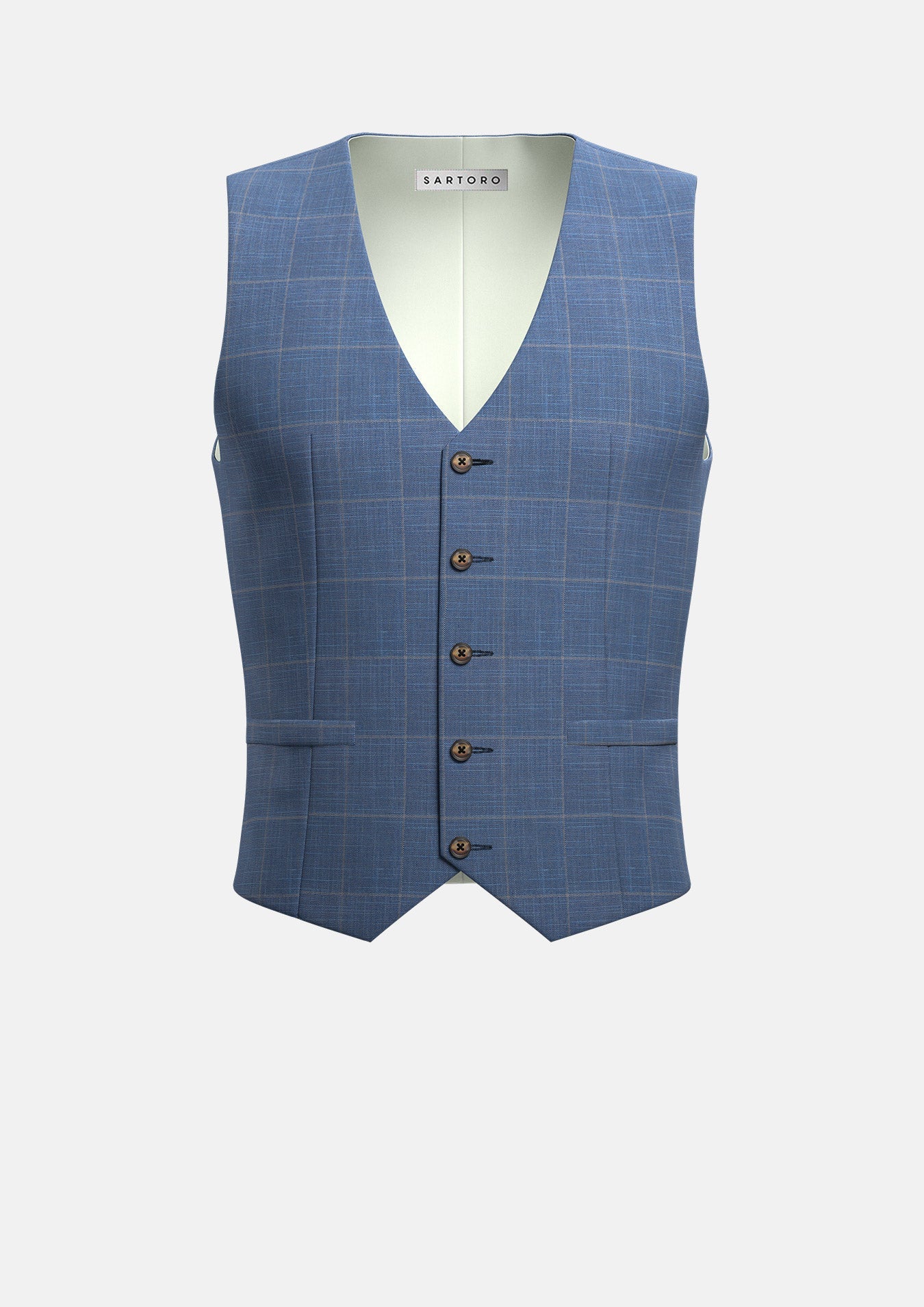 Sky Blue Windowpane Vest - SARTORO