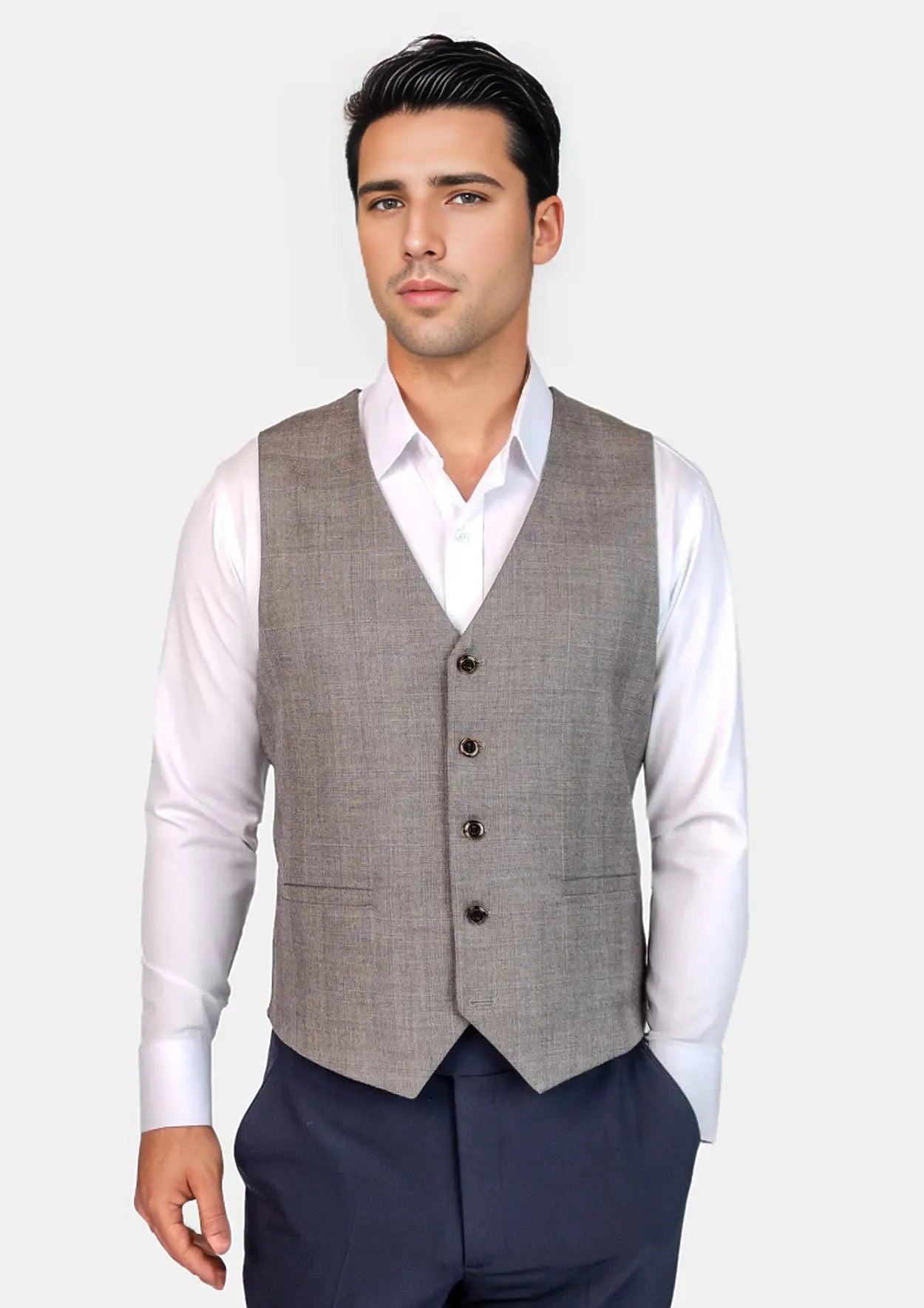 Spanish Grey Prince Of Wales Vest - SARTORO