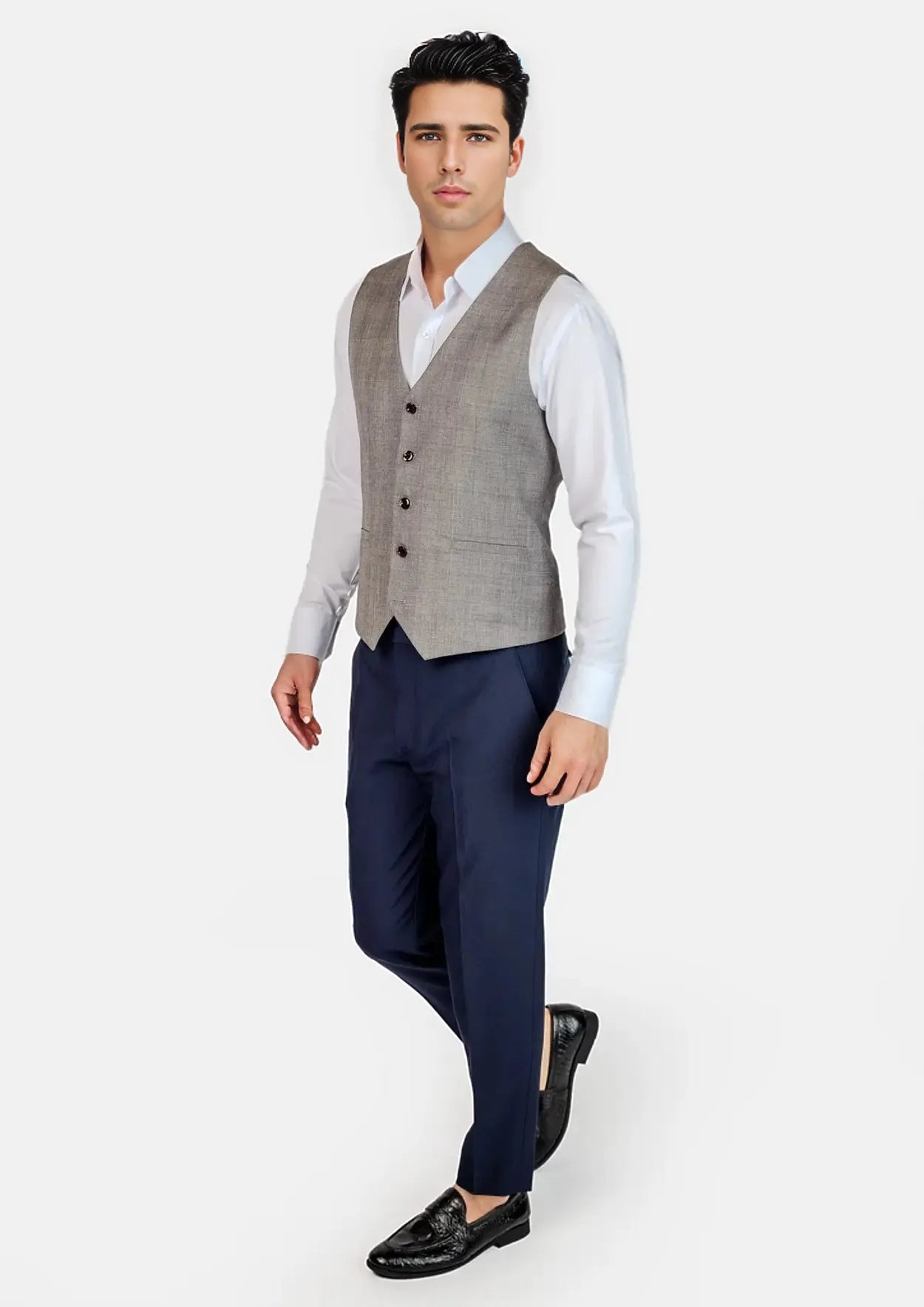 Spanish Grey Prince Of Wales Vest - SARTORO
