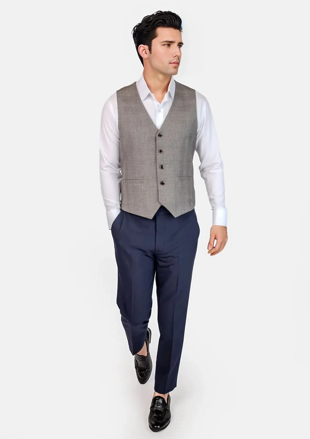 Spanish Grey Prince Of Wales Vest - SARTORO