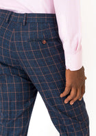 Spruce Blue Flannel Windowpane Pants - SARTORO760