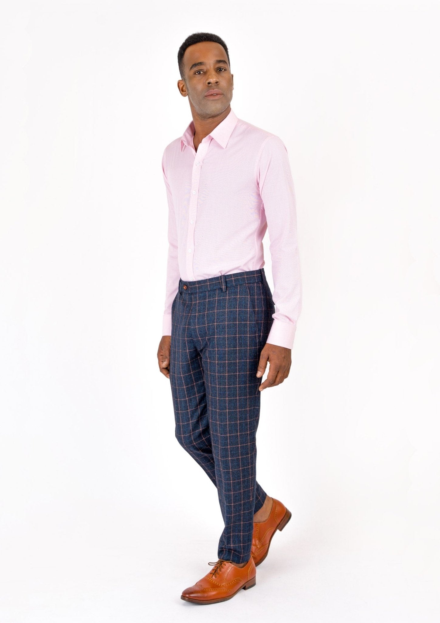 Spruce Blue Flannel Windowpane Pants - SARTORO