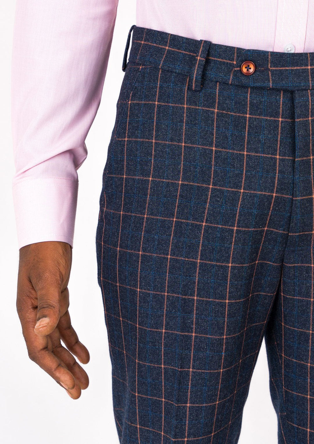 Spruce Blue Flannel Windowpane Pants - SARTORO