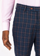 Spruce Blue Flannel Windowpane Pants - SARTORO635