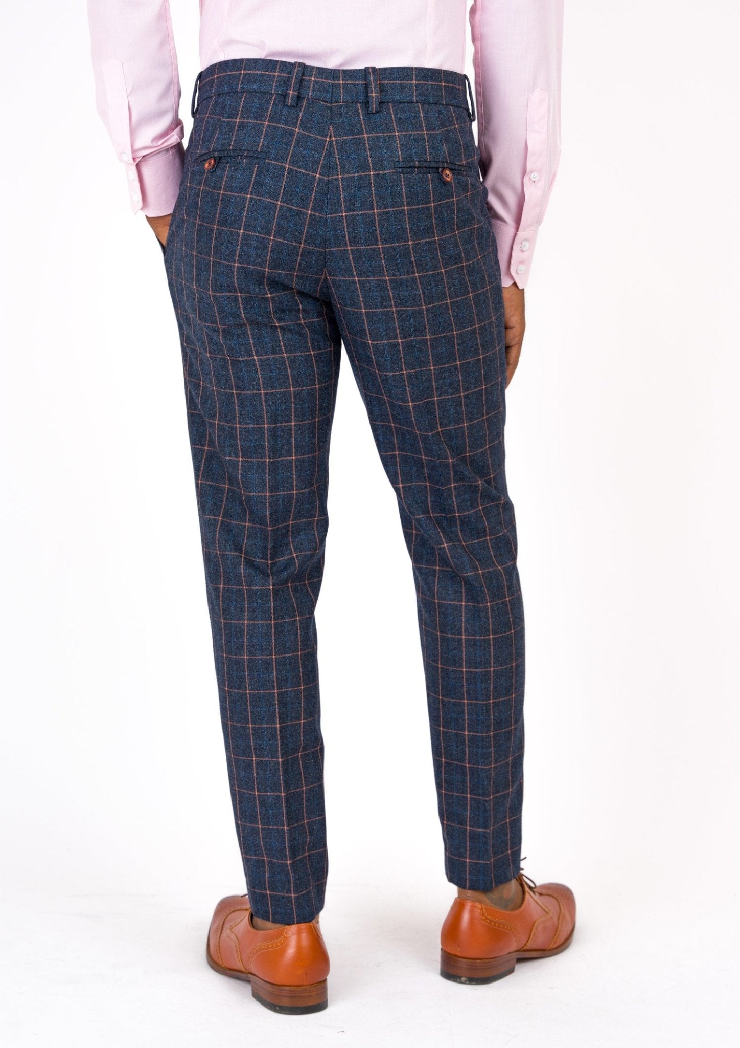 Spruce Blue Flannel Windowpane Pants - SARTORO