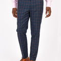 Spruce Blue Flannel Windowpane Pants - SARTORO