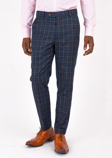 Spruce Blue Flannel Windowpane Pants - SARTORO