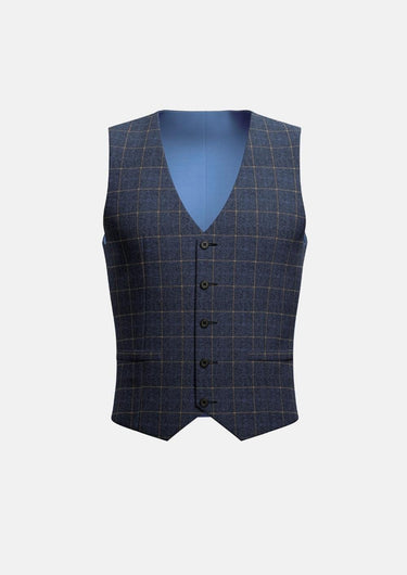 Spruce Blue Flannel Windowpane Vest - SARTORO