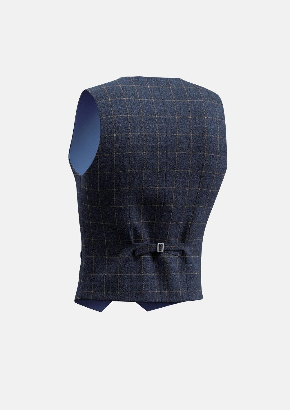 Spruce Blue Flannel Windowpane Vest - SARTORO