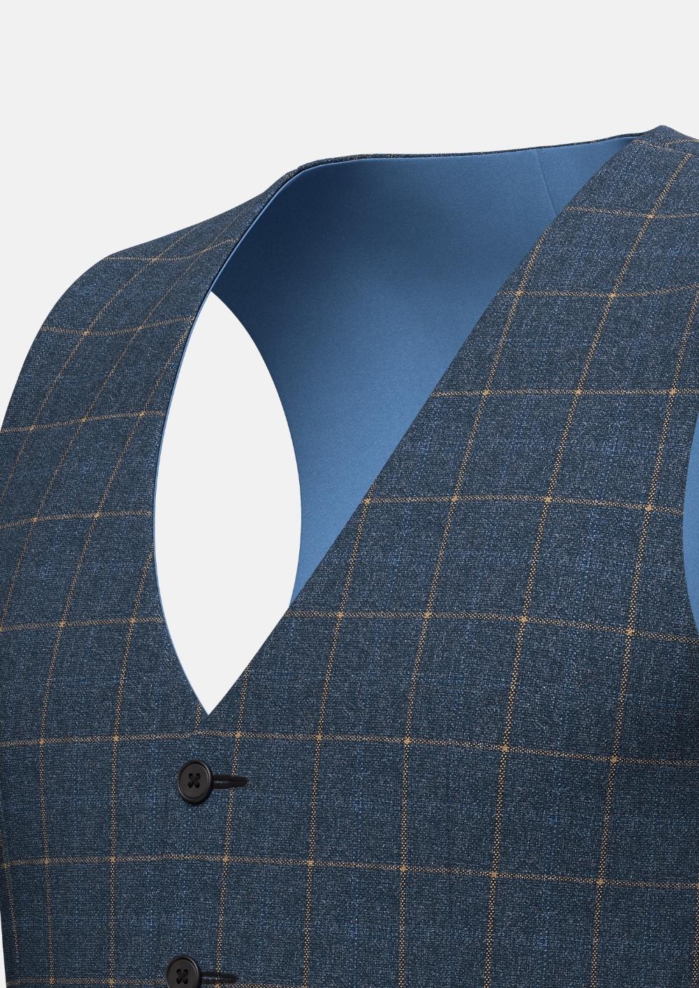 Spruce Blue Flannel Windowpane Vest - SARTORO