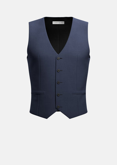 Steel Grey Twill Vest - SARTORO