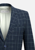 Thompson Navy Flannel Windowpane Suit - SARTORO