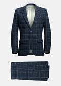 Thompson Navy Flannel Windowpane Suit - SARTORO