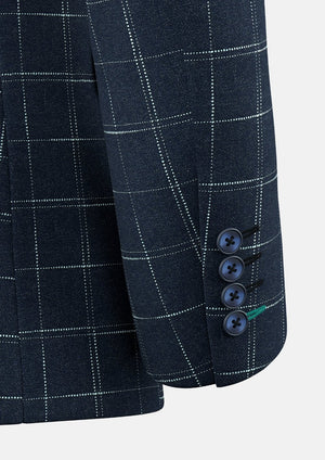 Thompson Navy Flannel Windowpane Suit - SARTORO