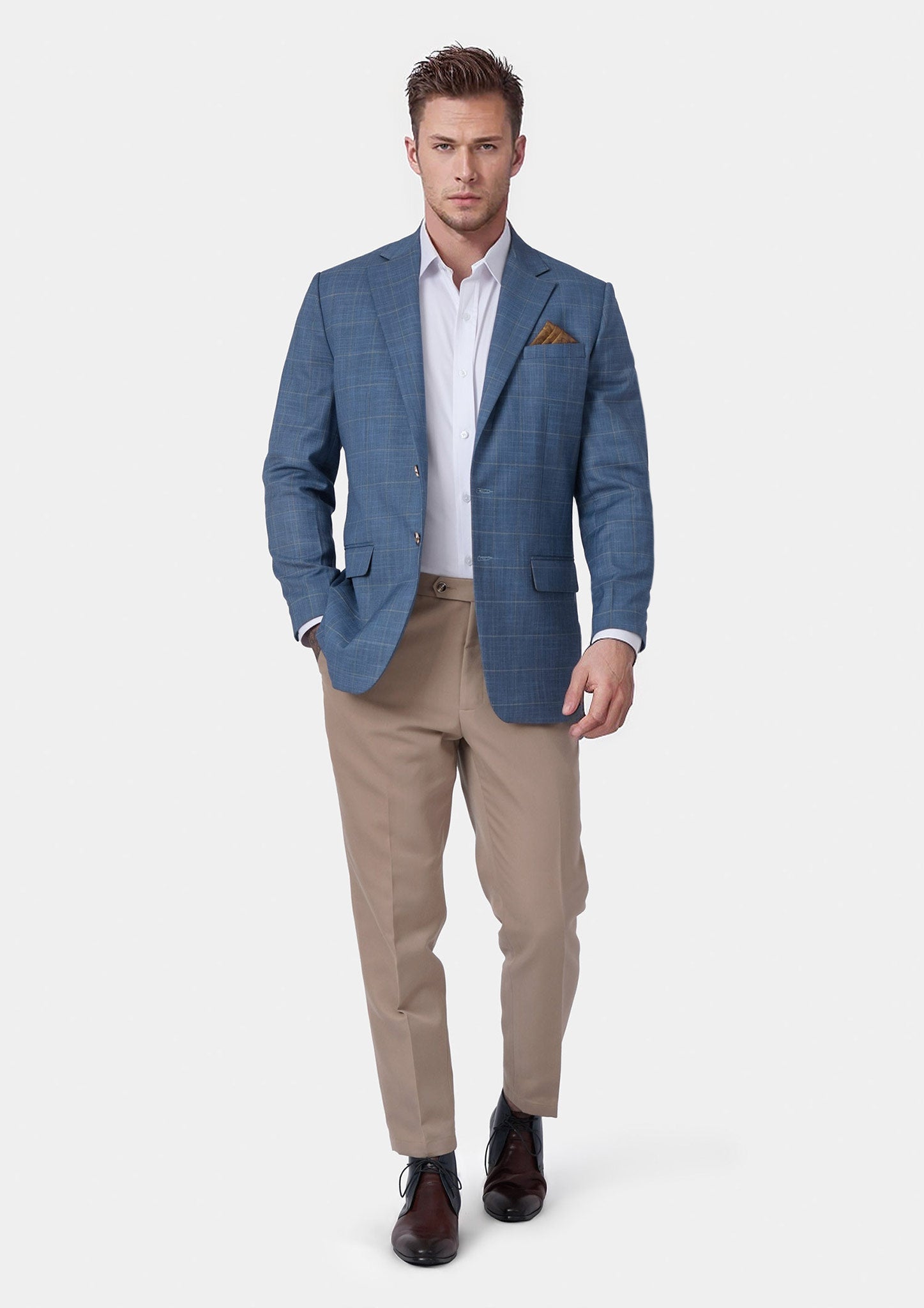 Thompson Sky Blue Windowpane Jacket - SARTORO