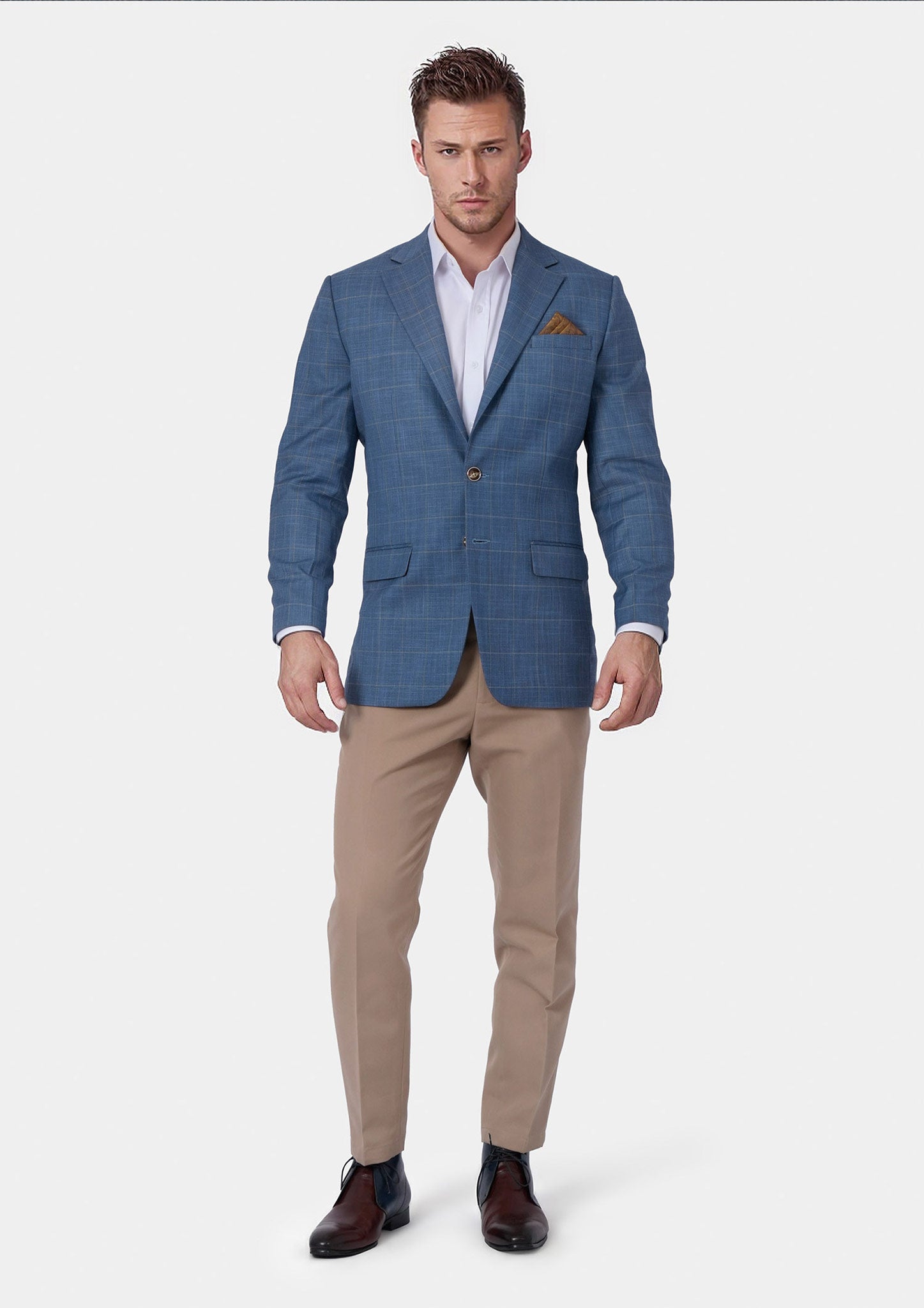 Thompson Sky Blue Windowpane Jacket - SARTORO