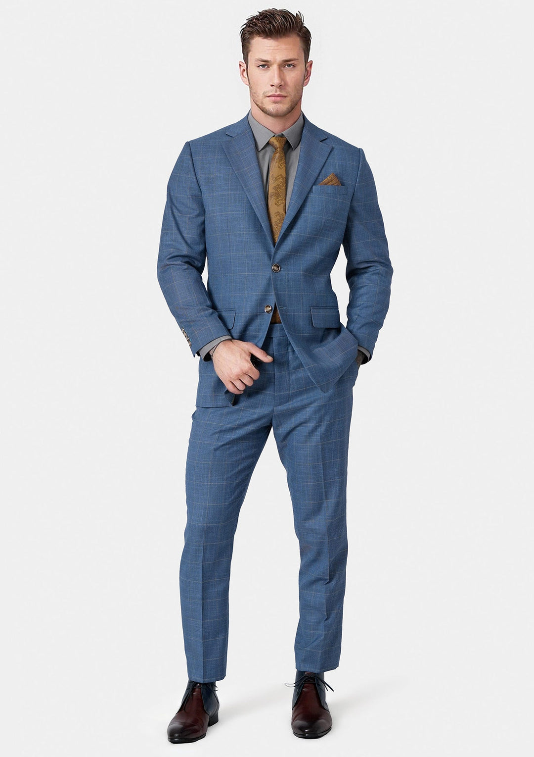 Thompson Sky Blue Windowpane Suit - SARTORO