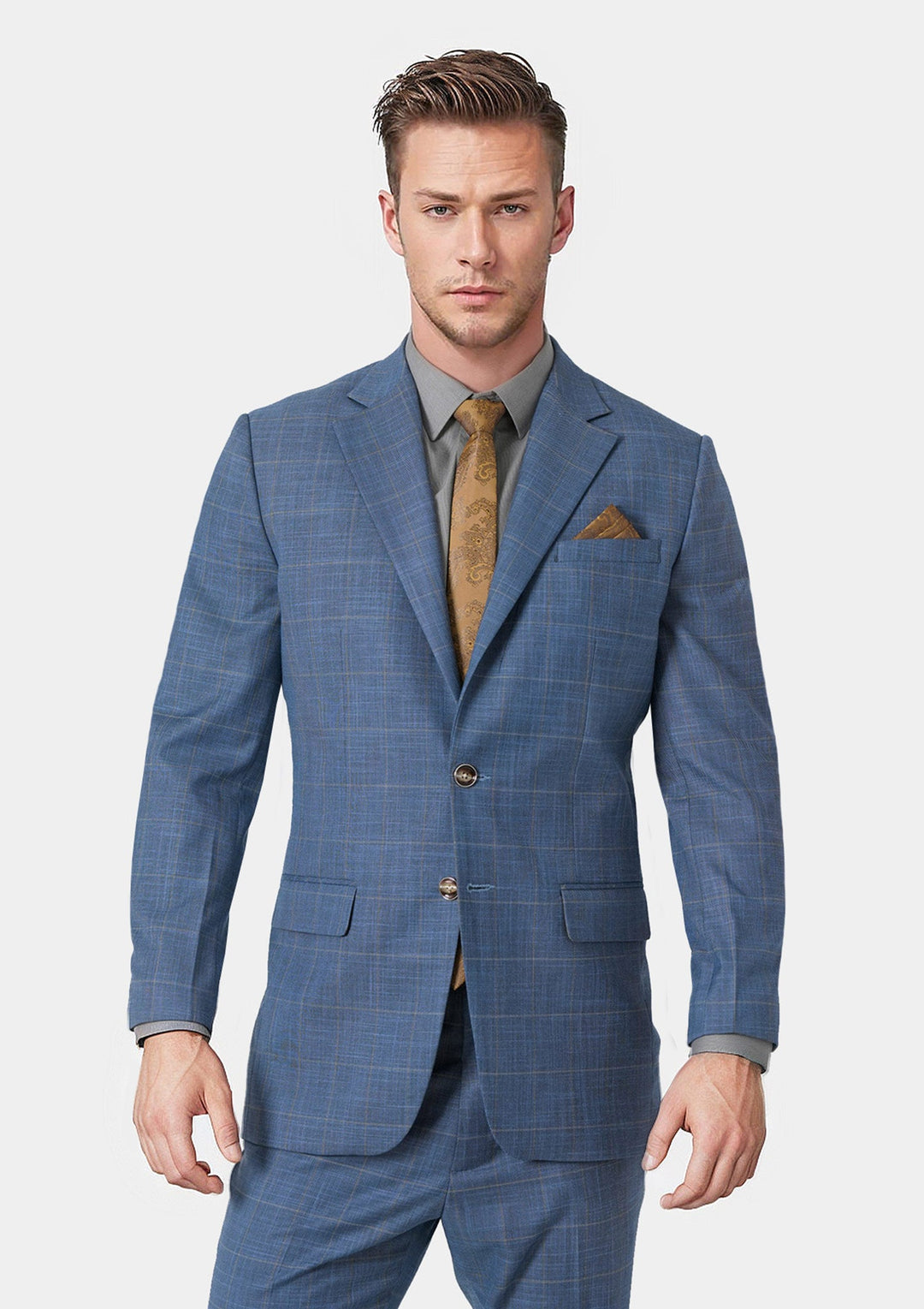 Oxford Blue Windowpane Suit | SARTORO | Custom Suits & Tuxedos