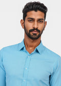 Turquoise Egyptian Cotton Broadcloth Shirt - SARTORO