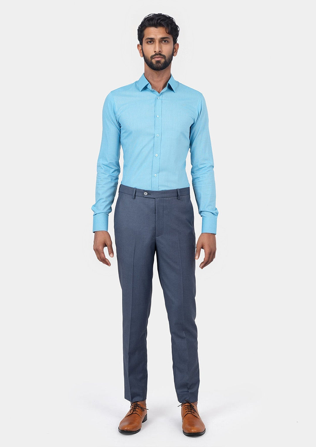 Turquoise Egyptian Cotton Broadcloth Shirt - SARTORO