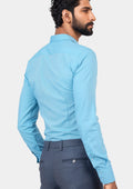 Turquoise Egyptian Cotton Broadcloth Shirt - SARTORO