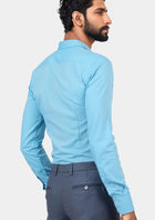 Turquoise Egyptian Cotton Broadcloth Shirt - SARTORO798