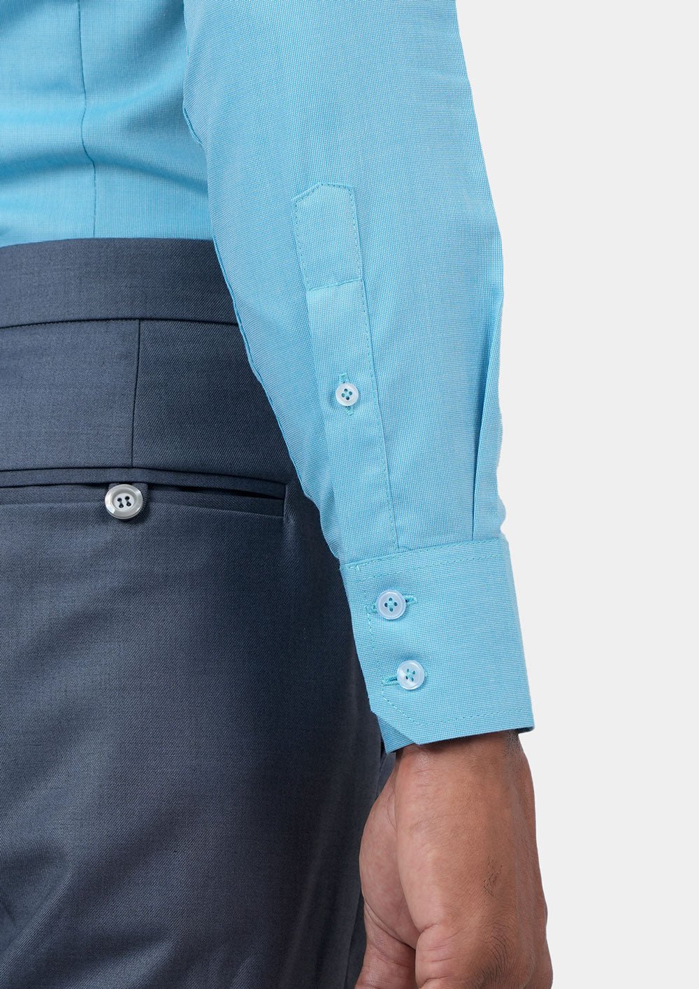 Turquoise Egyptian Cotton Broadcloth Shirt - SARTORO