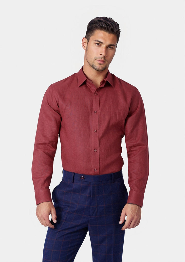 Tuscan Red Linen Shirt - SARTORO