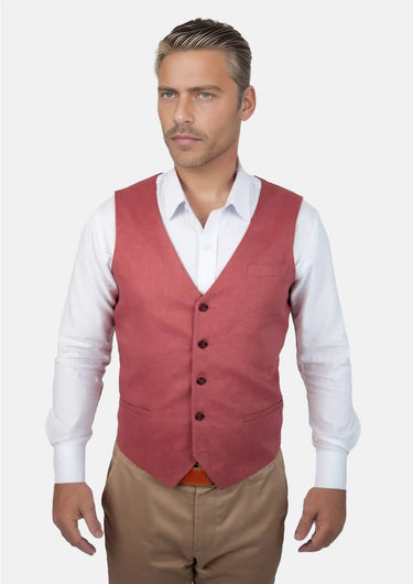 Tuscan Red Linen Vest - SARTORO