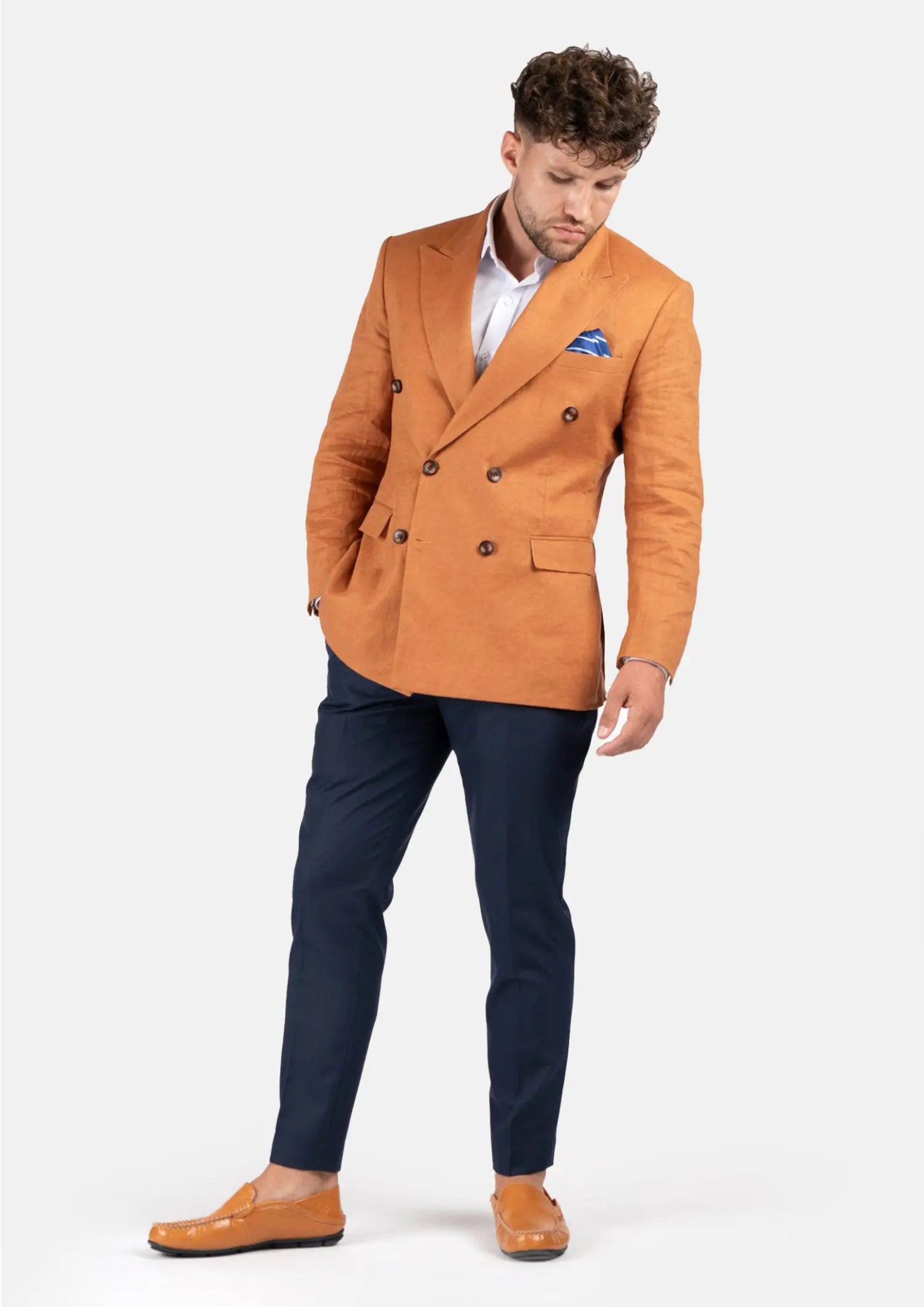 Waverly Burnt Orange Linen Jacket - SARTORO