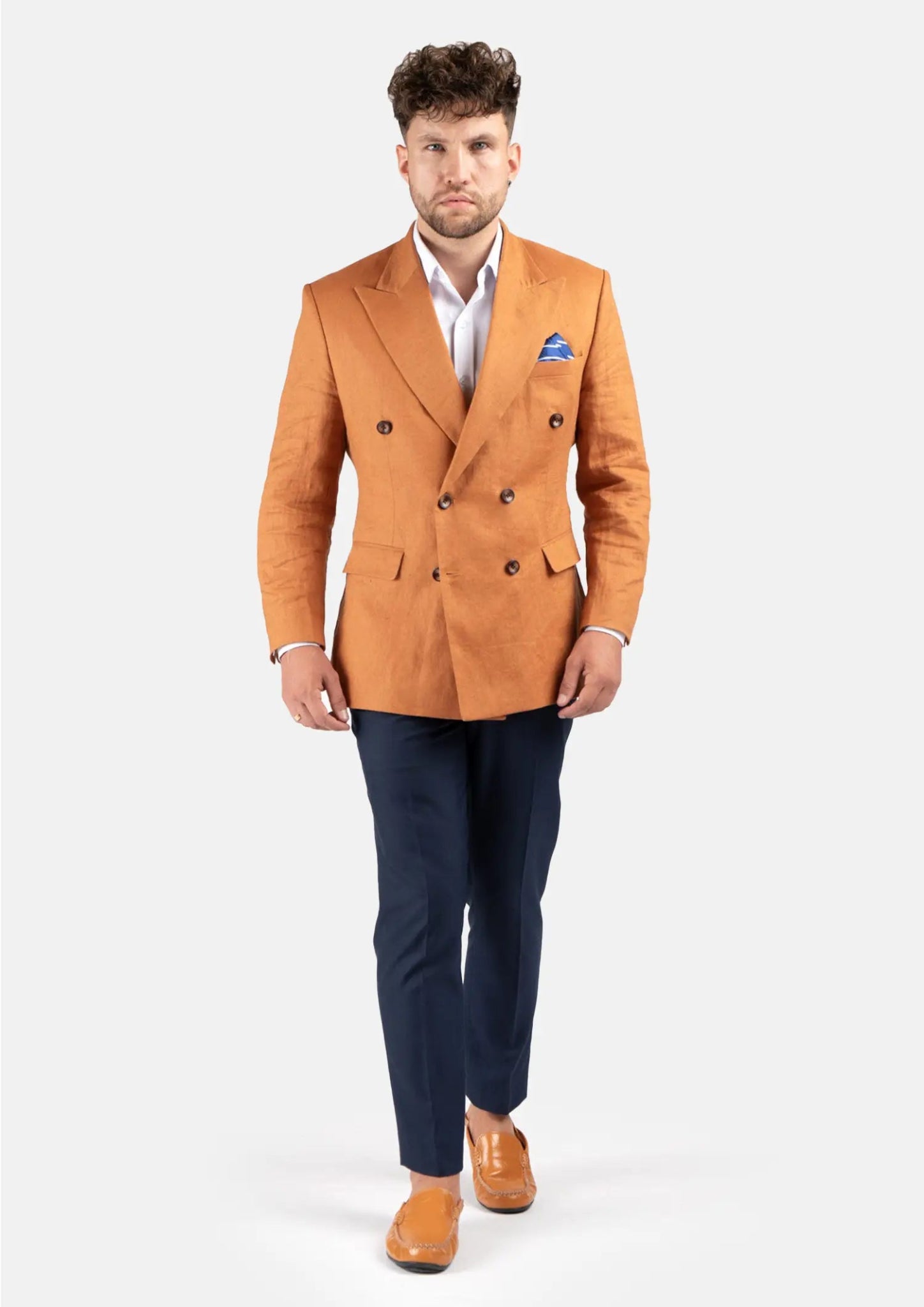 Waverly Burnt Orange Linen Jacket - SARTORO