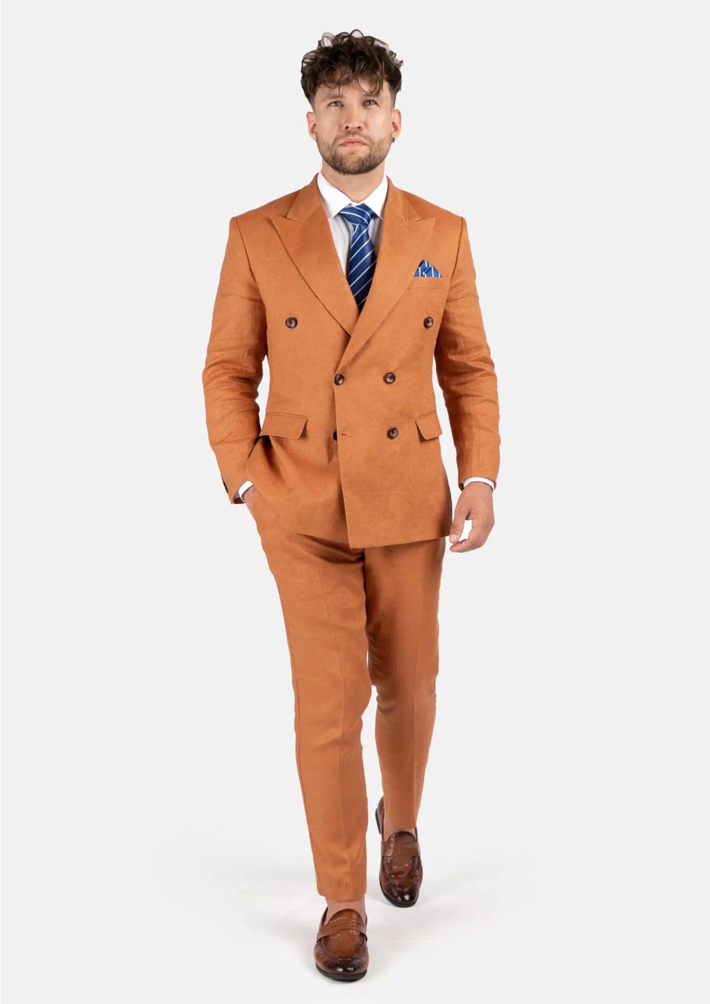 Waverly Burnt Orange Linen Suit - SARTORO