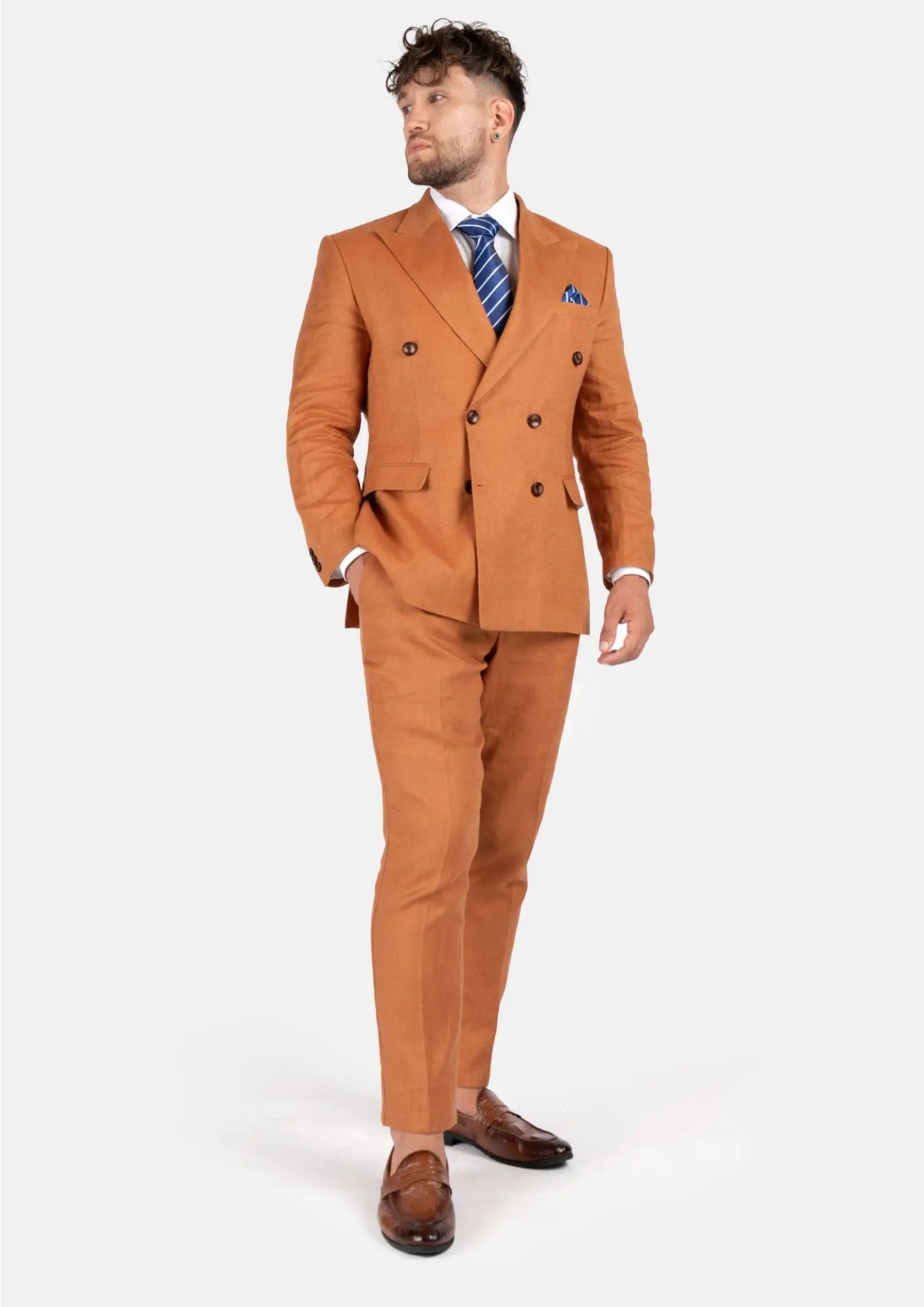 Waverly Burnt Orange Linen Suit - SARTORO