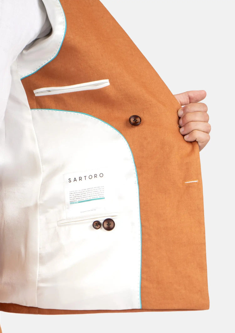 Waverly Burnt Orange Linen Suit - SARTORO959